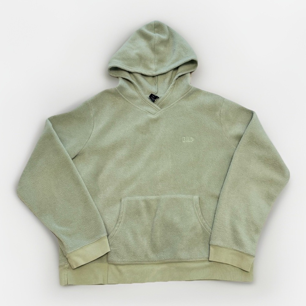 VTG Gap womens matcha green fleece hoodie Large Y2K Casual Lounge Cozy Active‎